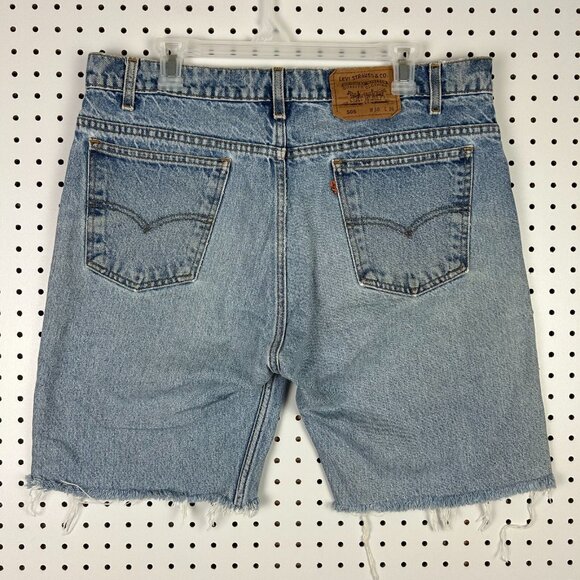 Levi's Vintage Blue Jean Cut Off Shorts Size 36 Worn‎ Orange Tab 505 Light Wash - Picture 1 of 7